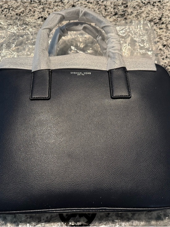 Michael Kors Other - Michael Kors Navy Leather Men's Briefcase with Top Handles NWT